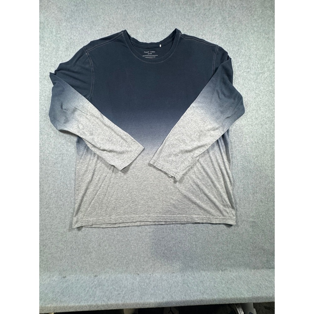 Daniel Buchler Mens XXL Navy Gray Ombre Pima Cotton Long Sleeve Tee Shirt